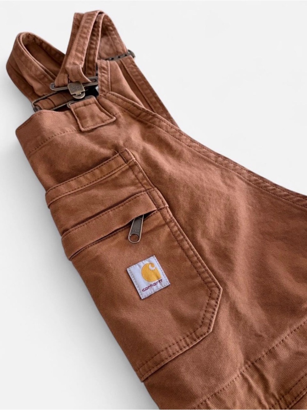 Carhartt Women’s Brown Canvas Relaxed Fit Short Overalls - Picture 6 of 8